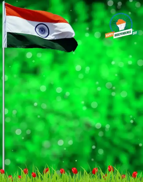 Green Blurred Independence Day Editing Background With Tiranga