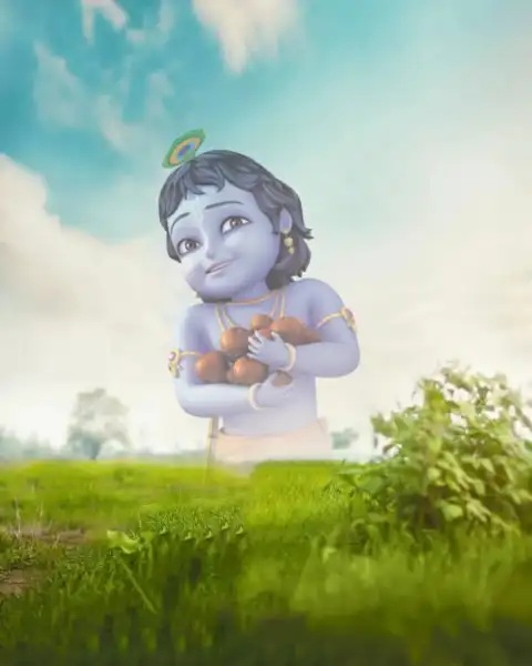 Green Field Nature Janmashtami Editing Background