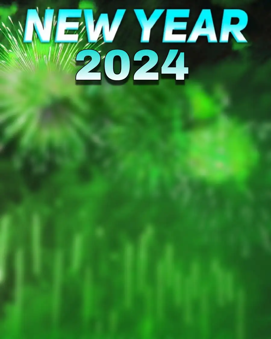 Green Fireworks CB Happy New Year 2024 Background