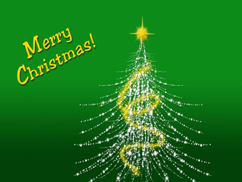 Green Merry Christmas Full HD Background Wallpaper