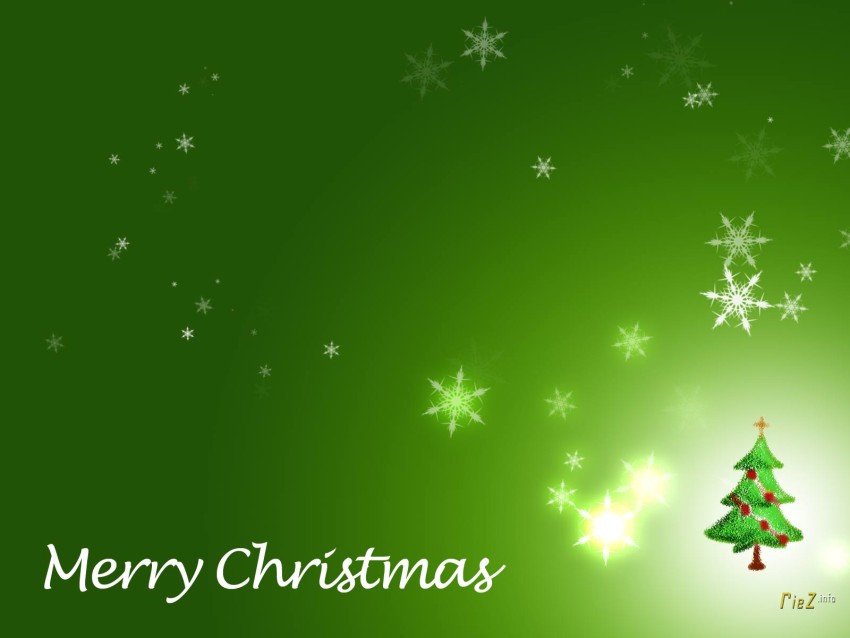 Green Merry Christmas Full HD Background Wallpaper