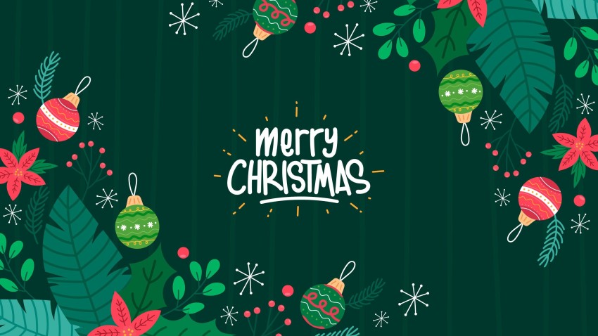 Green Merry Christmas HD Background Wallpaper Image