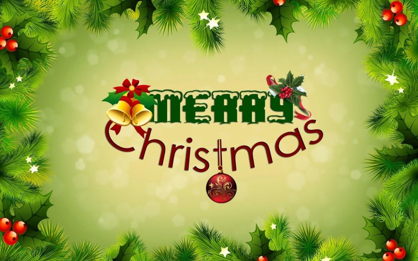 Green Merry Christmas HD Background Wallpaper Image