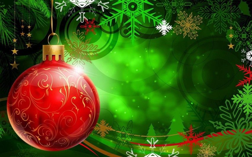 Green Merry Christmas Ornaments HD Background Wallpaper Image