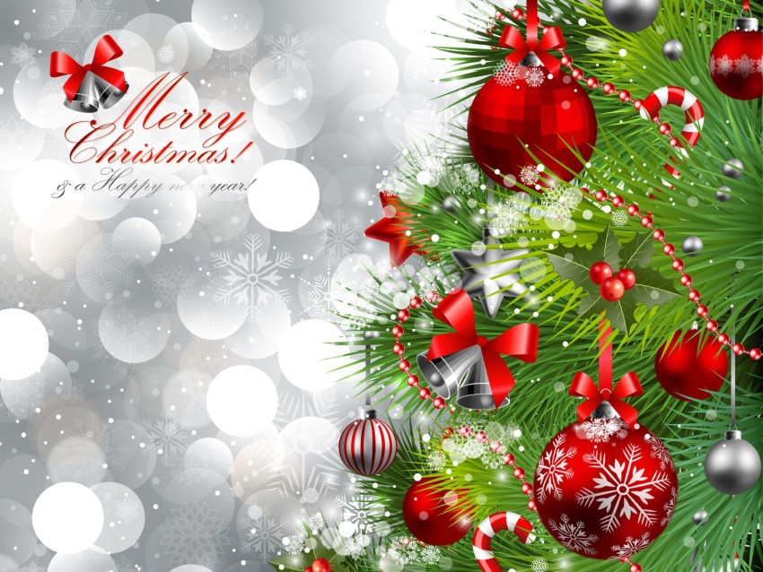 Green Merry Christmas Ornaments HD Background Wallpaper Image