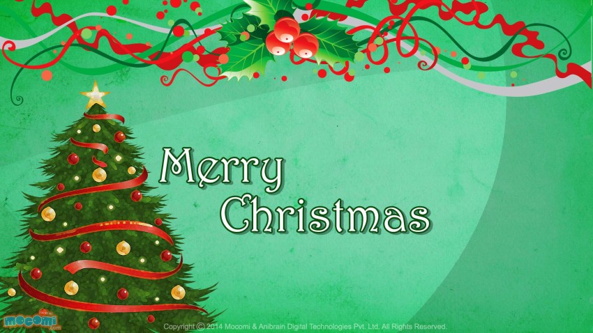 Green Merry Christmas Tree  HD Background Wallpaper Image