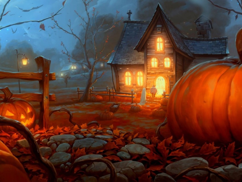 Halloween Garden HD Background Wallpaper