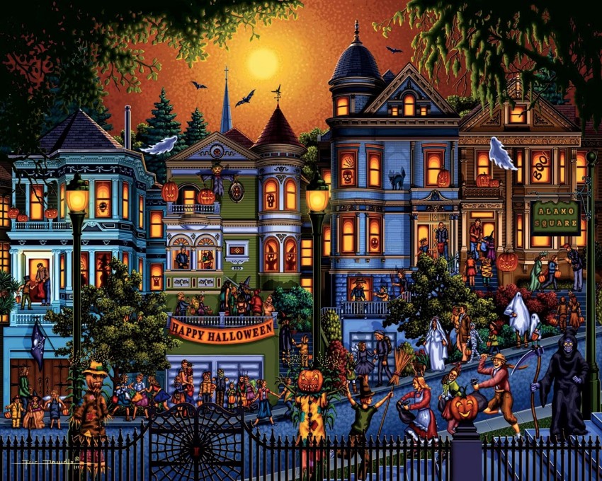 Halloween Street Background HD Wallpaper