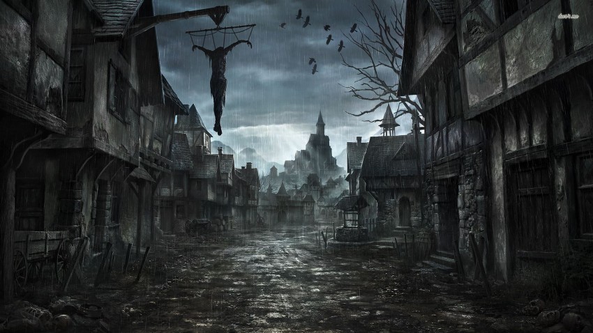 Halloween Street Background HD Wallpaper