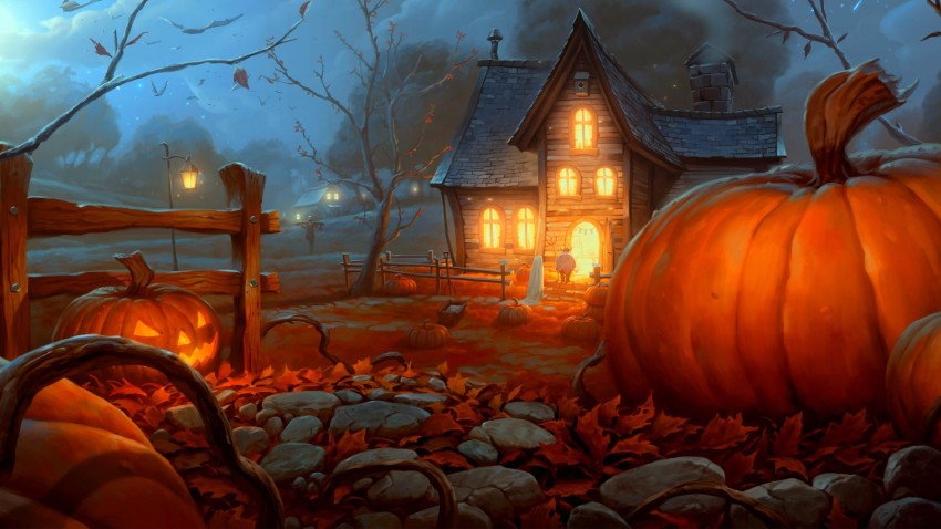 Halloween Street Background HD Wallpaper