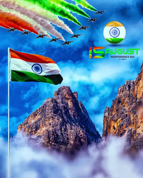 Happy 15 August Mountain Photo Editing Background HD