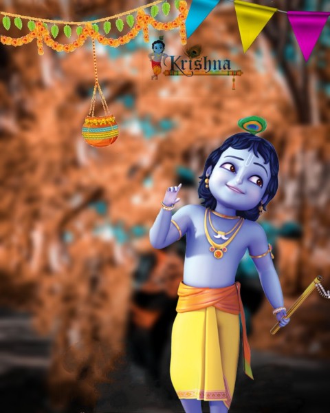 Happy Bal Gopal Krishna Janmashtami CB PicsArt Editing Background