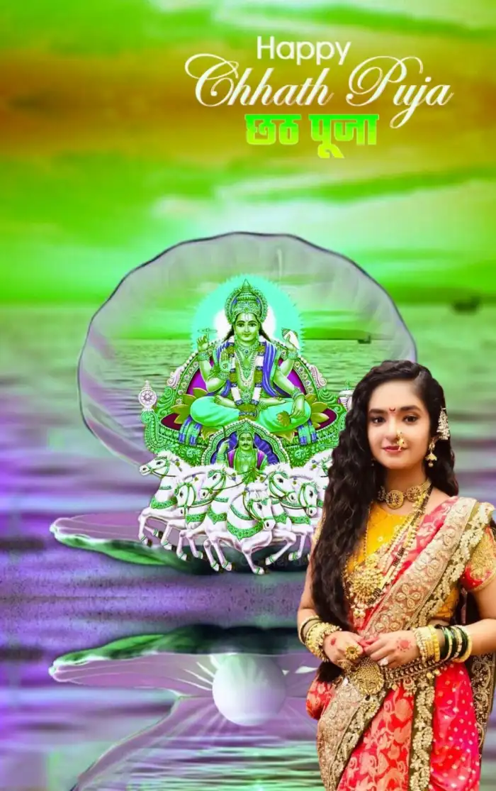 Happy Chhath Puja With Girl Background For Editing