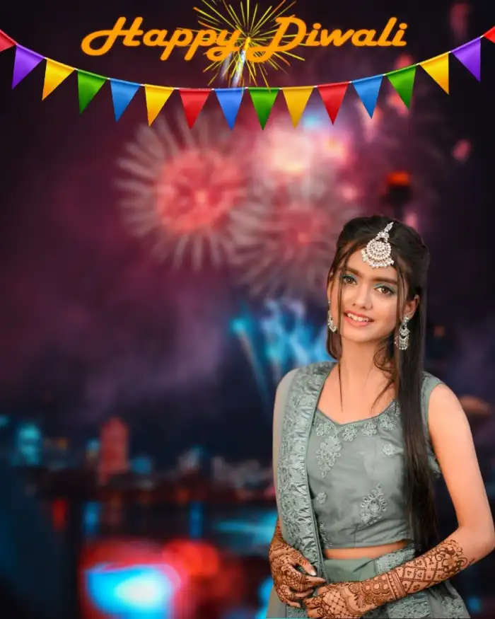 Thumbail Of Happy Diwali Background With Girl