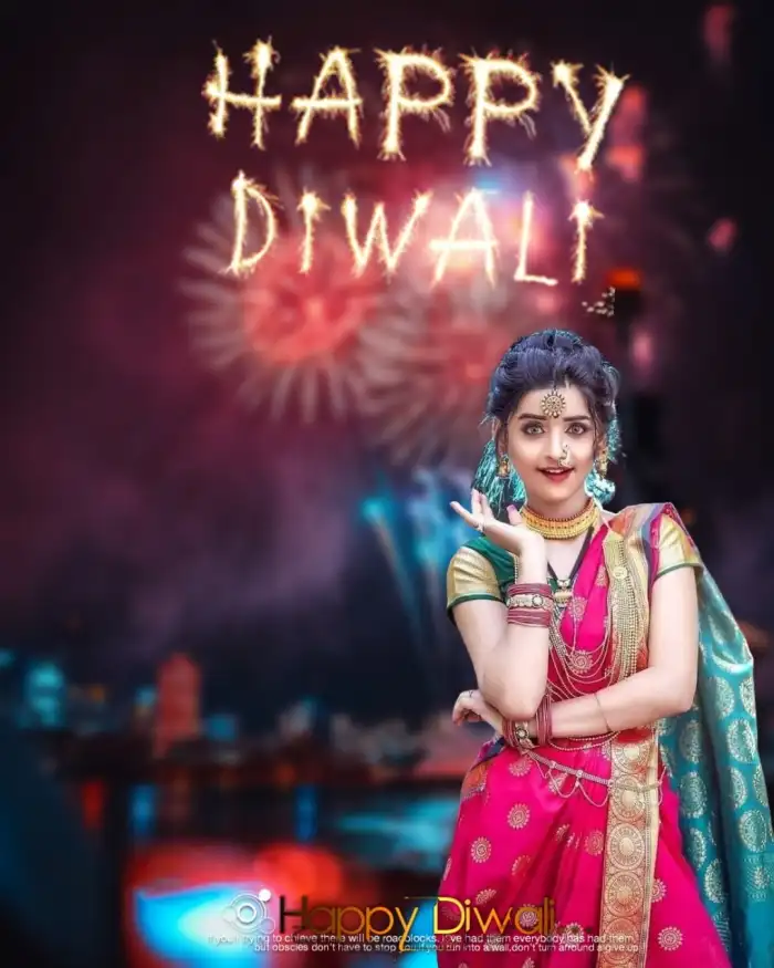 Happy Diwali CB Editing Background With Girls In Saree