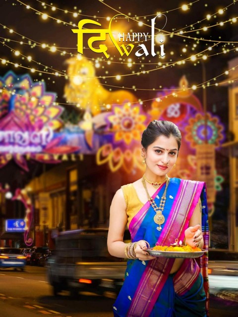 Happy Diwali CB PicsArt Photo Editing Background  With Girl Saree