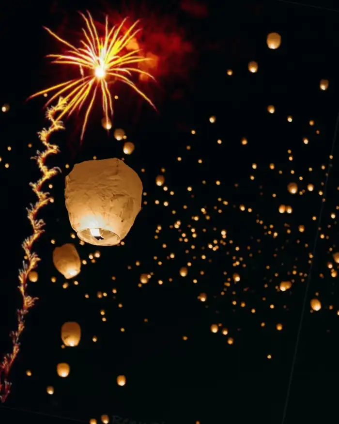 Happy Diwali CB Sky Lantern Full HD Background