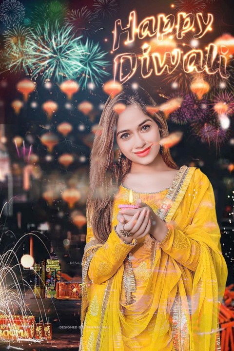 Happy Diwali Photo Editing Background  With Girl