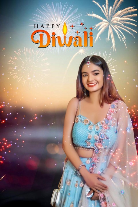 Happy Diwali Photo Editing Background  With Girl