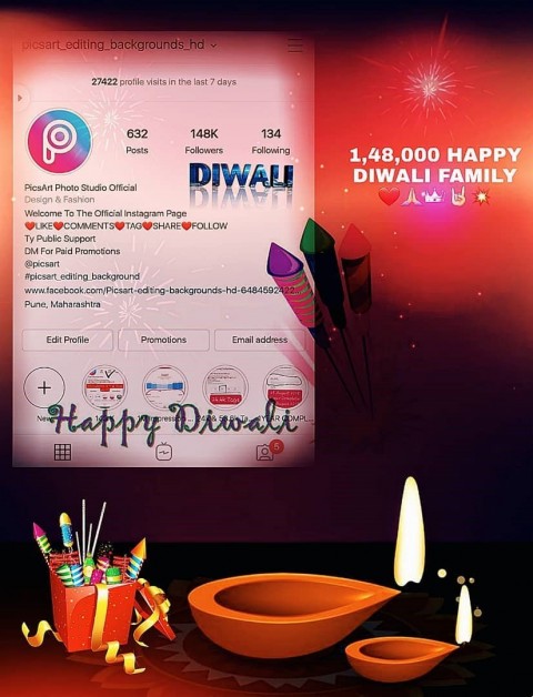 Happy Diwali  PicsArt Editing Background Download