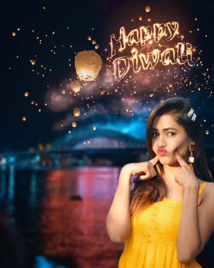 Happy Diwali With Cute Girl Picsart HD Background