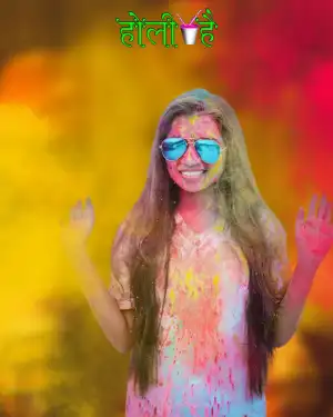 Happy Holi Background With Girl Free Download