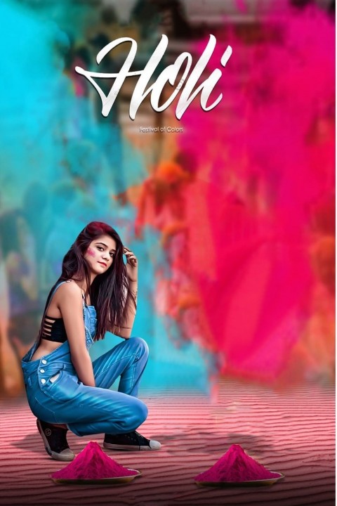 Happy Holi CB Picsart Background With Girl