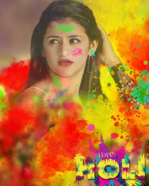 Happy Holi Girl Editing Background HD