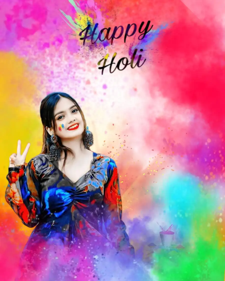 Happy Holi Girl Editing Background For CB