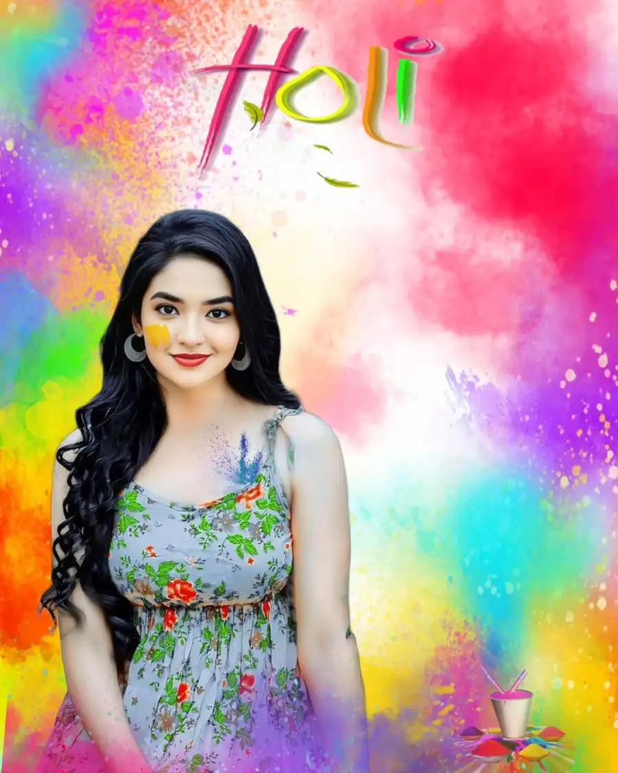 Happy Holi Girl Editing Background Free Download