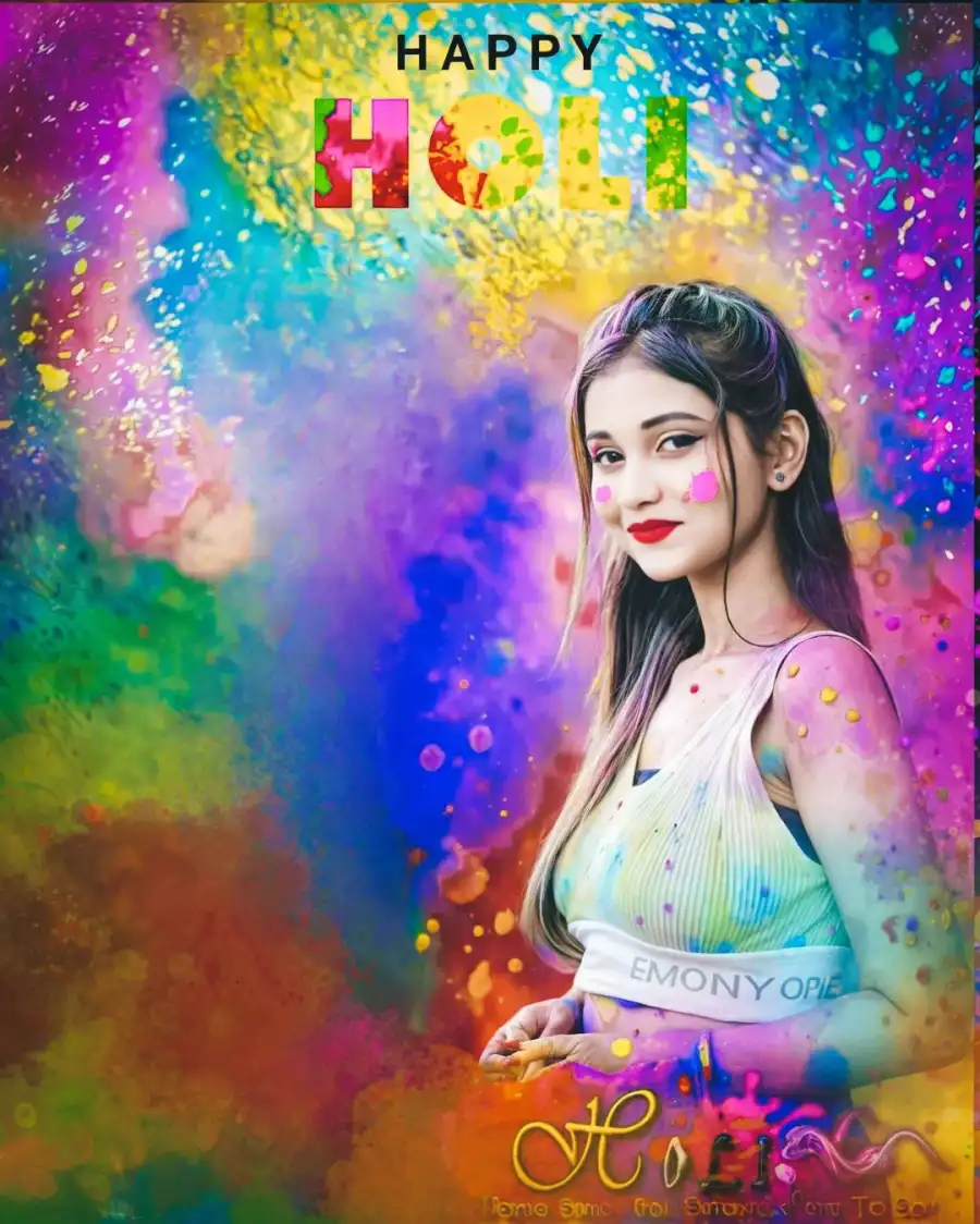 Happy Holi Girl Editing Background HD