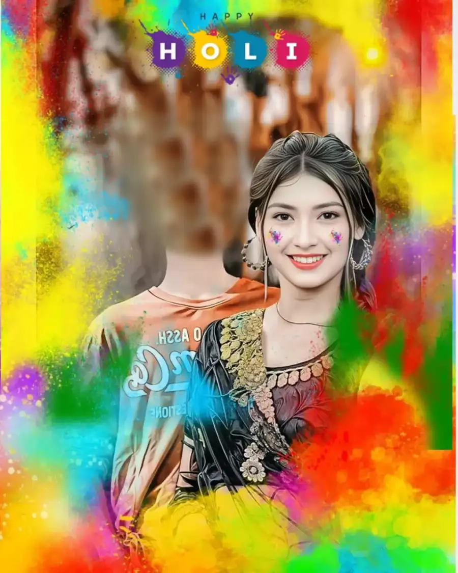 Happy Holi Girl With Boy Body Without Head Editing Background