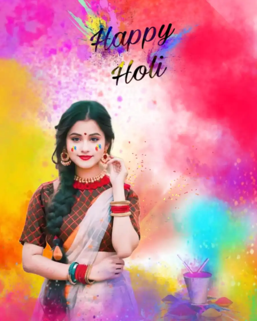 Happy Holi Indian Girl Picsart Editing Background