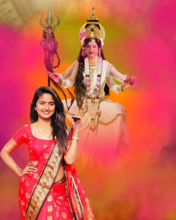 Happy Navratri CB Girl In Sare Full HD Background