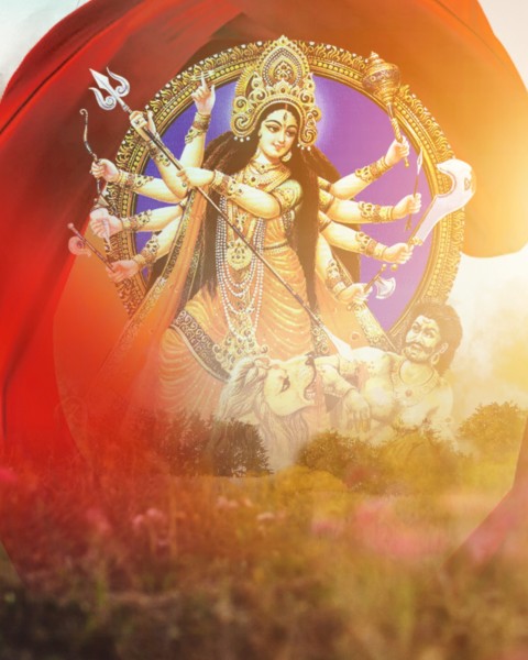 Happy Navratri Durga Puja Photo Editing Background