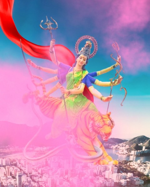 Happy Navratri Durga Puja Photo Editing Background