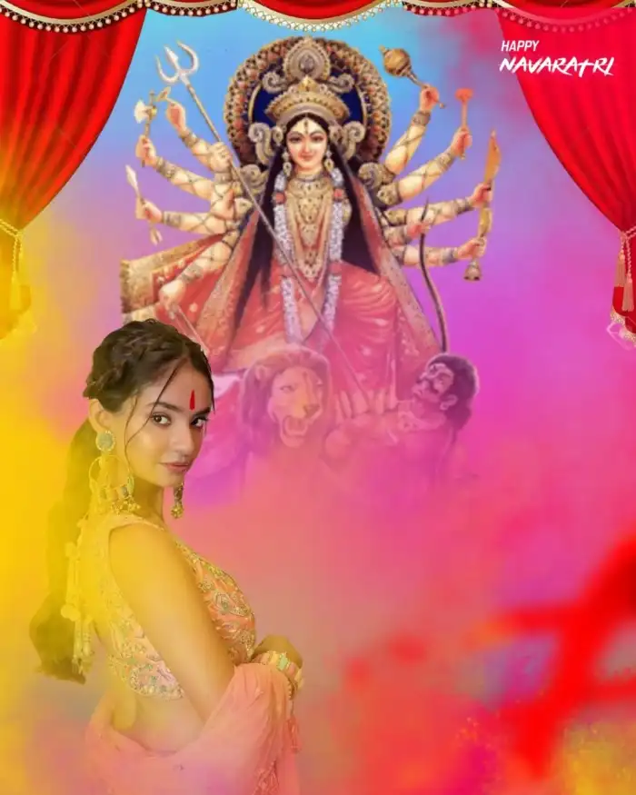 Happy Navratri Editing Background HD With Girl