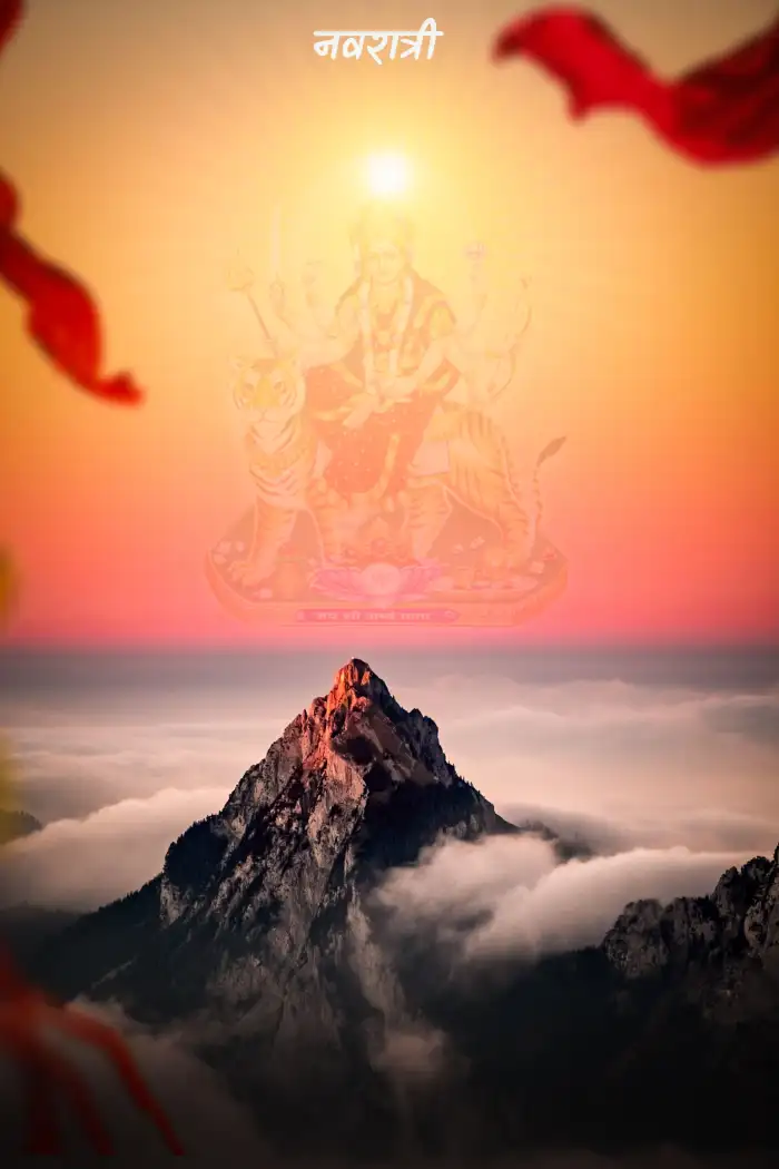 Happy Navratri Editing Mountain Top View Background HD