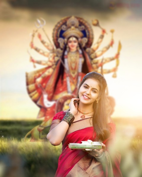 Happy Navratri With Girl CB PicsArt Editing Background