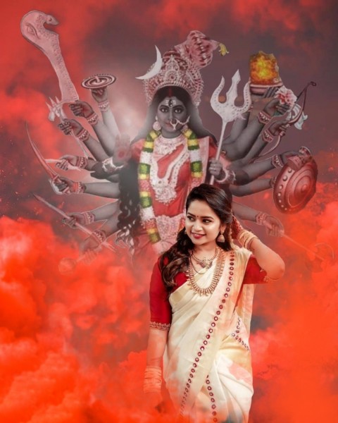 Happy Navratri With Girl CB PicsArt Editing Background