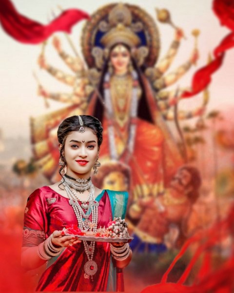 Happy Navratri With Girl CB PicsArt Editing Background