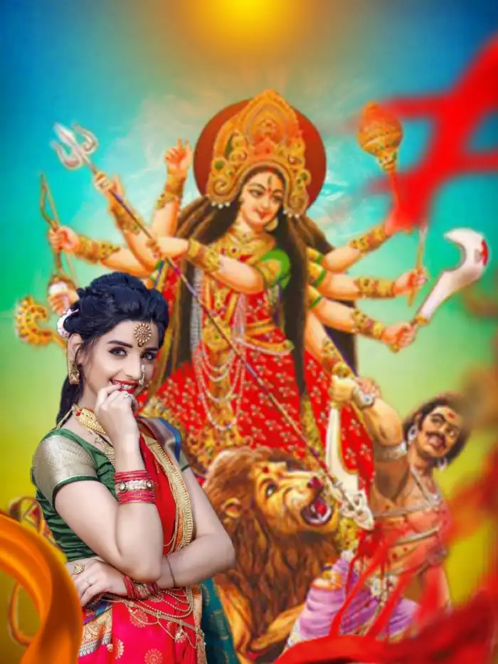 Happy Navratri With Girl Editing CB Background