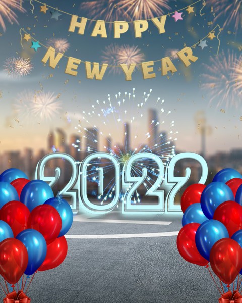 Happy New Year 2022 Balloon CB PicsArt Editing Background