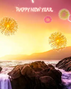 Happy New Year 2023 Ocean Editing Background