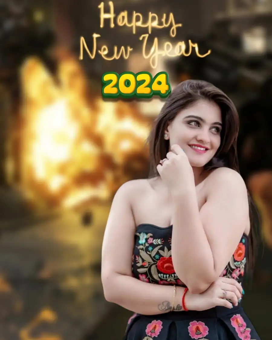 Happy New Year 2024 Background Free Editing With Girl (2)