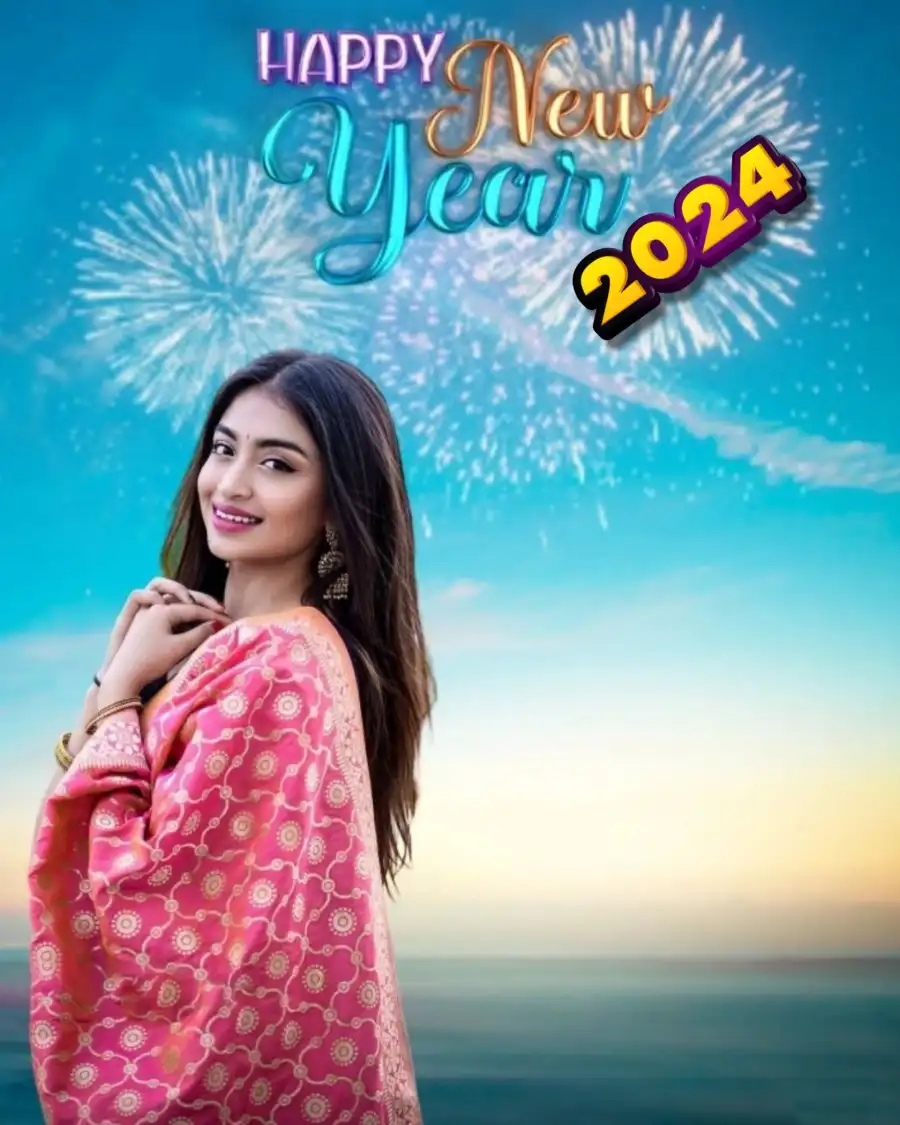 Happy New Year 2024 Background Free Editing With Girl