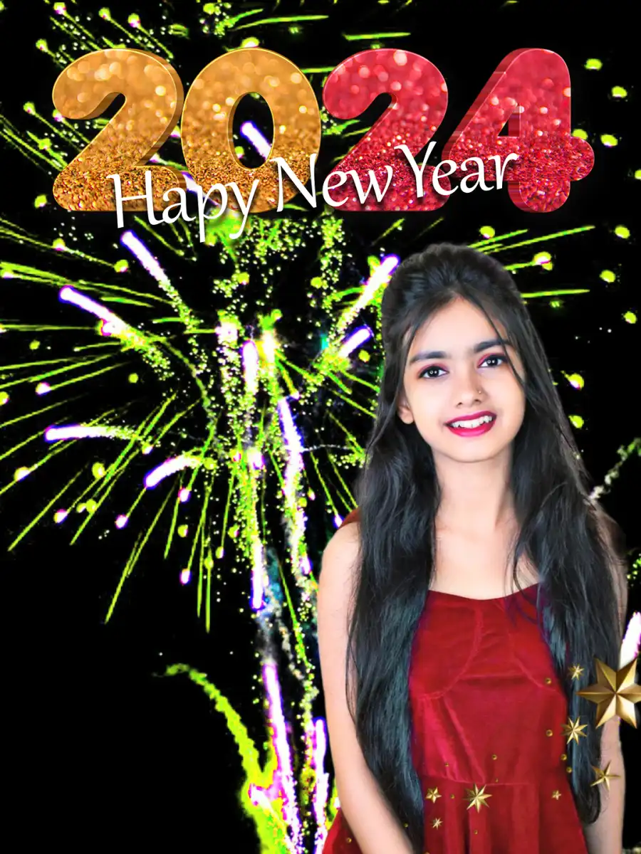 Happy New Year 2024  Background With Girl