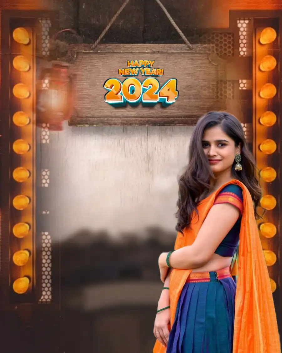 Happy New Year 2024 Background With Girl Editing