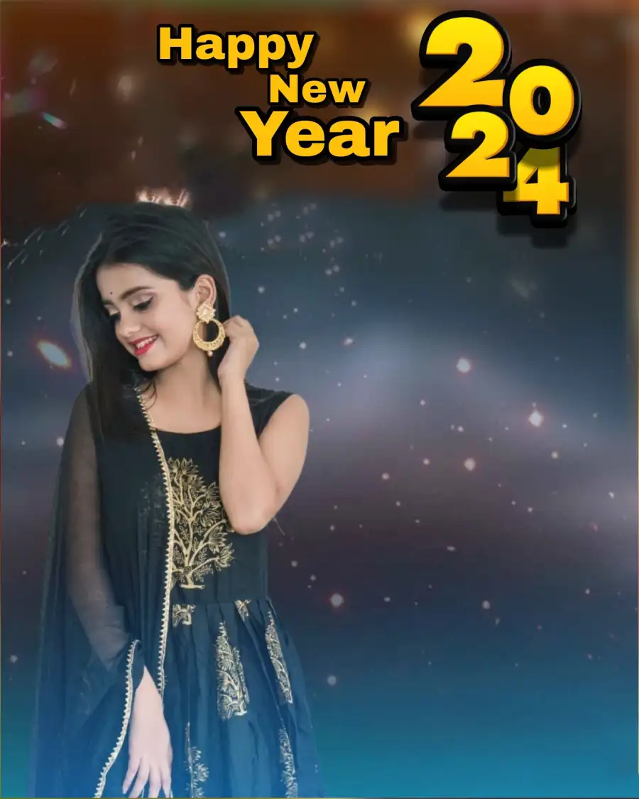 Happy New Year 2024 Background With Girl Picsart Editing