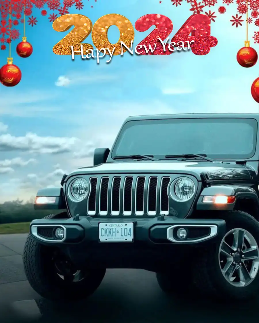 Happy New Year 2024 Black Truck Jeep Editing Background